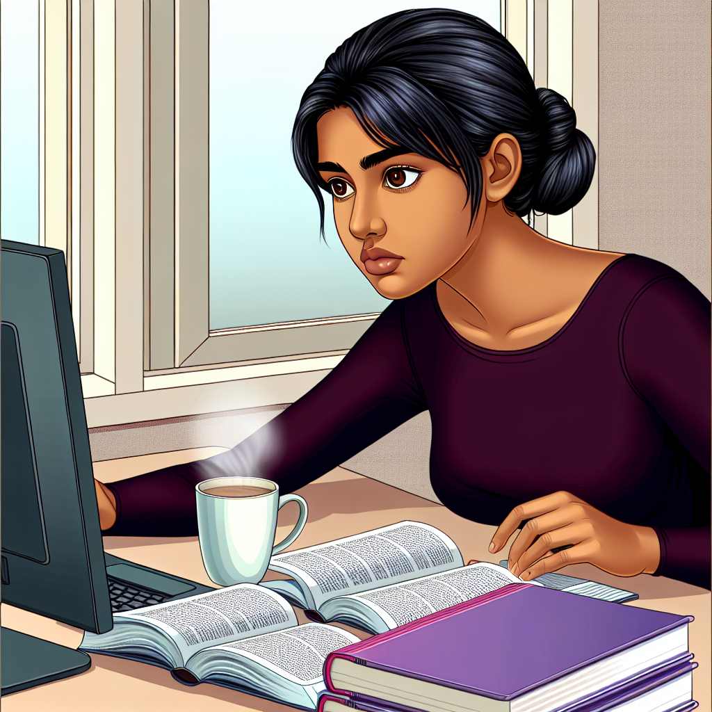 Illustration of a person studying on a computer