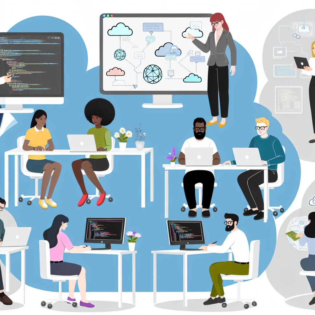 Illustration of people working on cloud projects